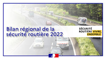 Image circulation routière avec titre Bilan annuel 2022 de la sécurité routière en région Normandie